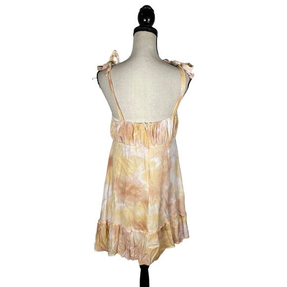 Whiteroom + Cactus Beige/ Cream Tie Dye Shirred Mini Dress Size: L - Picture 5 of 6